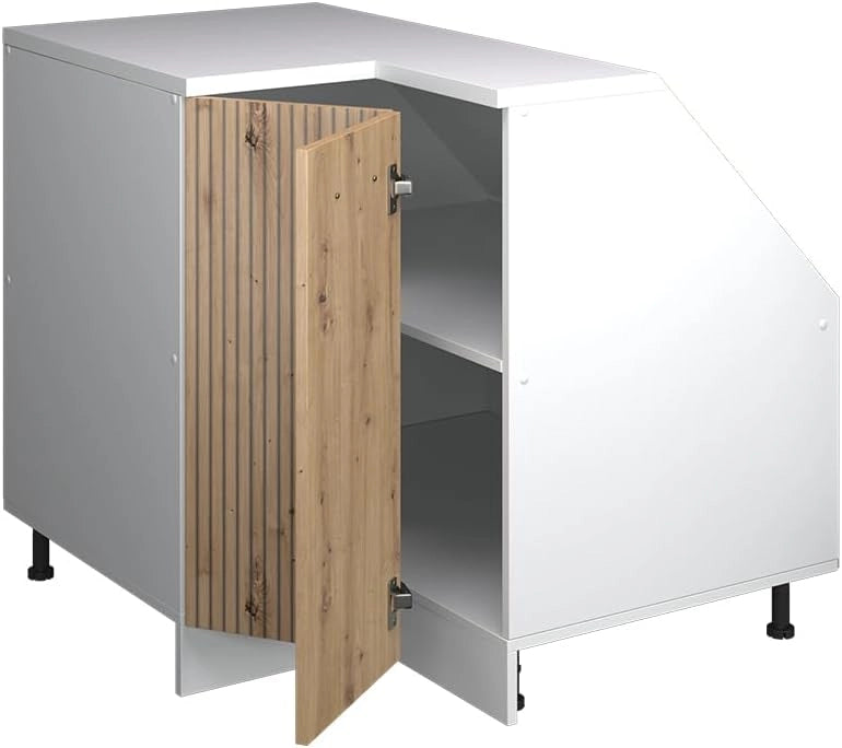 Mobile sottotetto Mobile angolare Rion, Rovere artigianale, 75.6 x 81.6 cm con 1 porta, carcassa dell’armadio profondità 60 cm, adatto per il salvaspazio sotto tetti spioventi