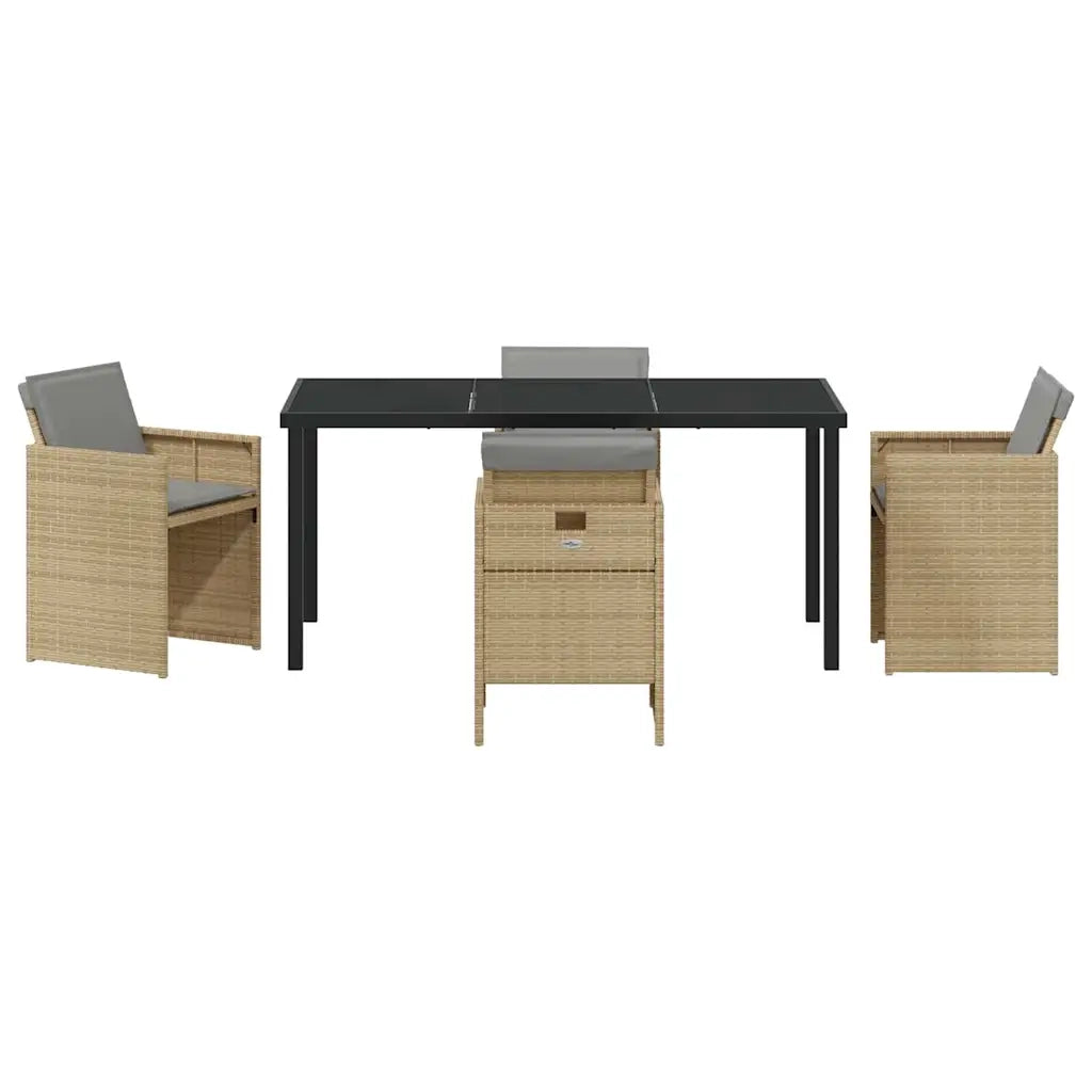 Set da Pranzo per Giardino 5 pz | Set Salotto da Giardino Beige polyrattan