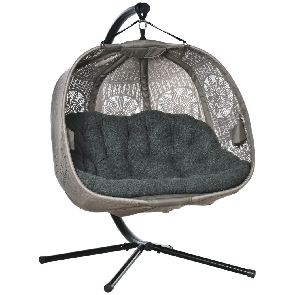 POLTRONA SOSPESA 2 POSTI 132x126x172 cm Sabbia con cuscino