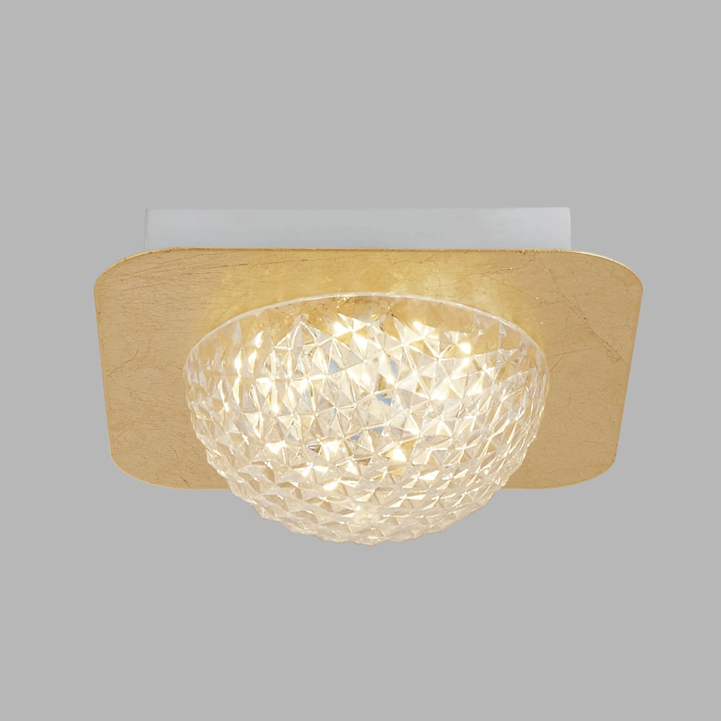 Plafoniera Contemporanea Celestia Acciaio Oro Policarbonato Bianco Led 6,5 3000K