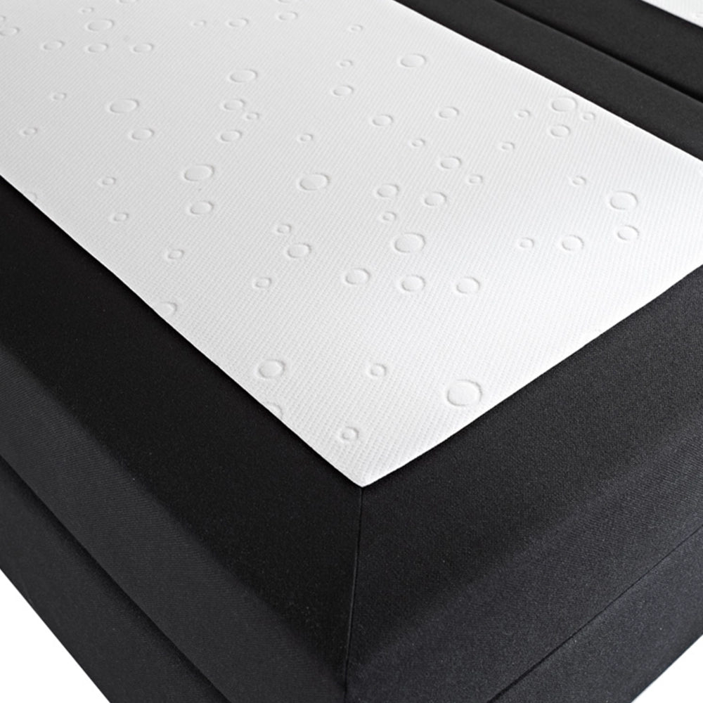 Letto Boxspring in Tessuto Nero con Materasso a Molle 180 x 200 cm