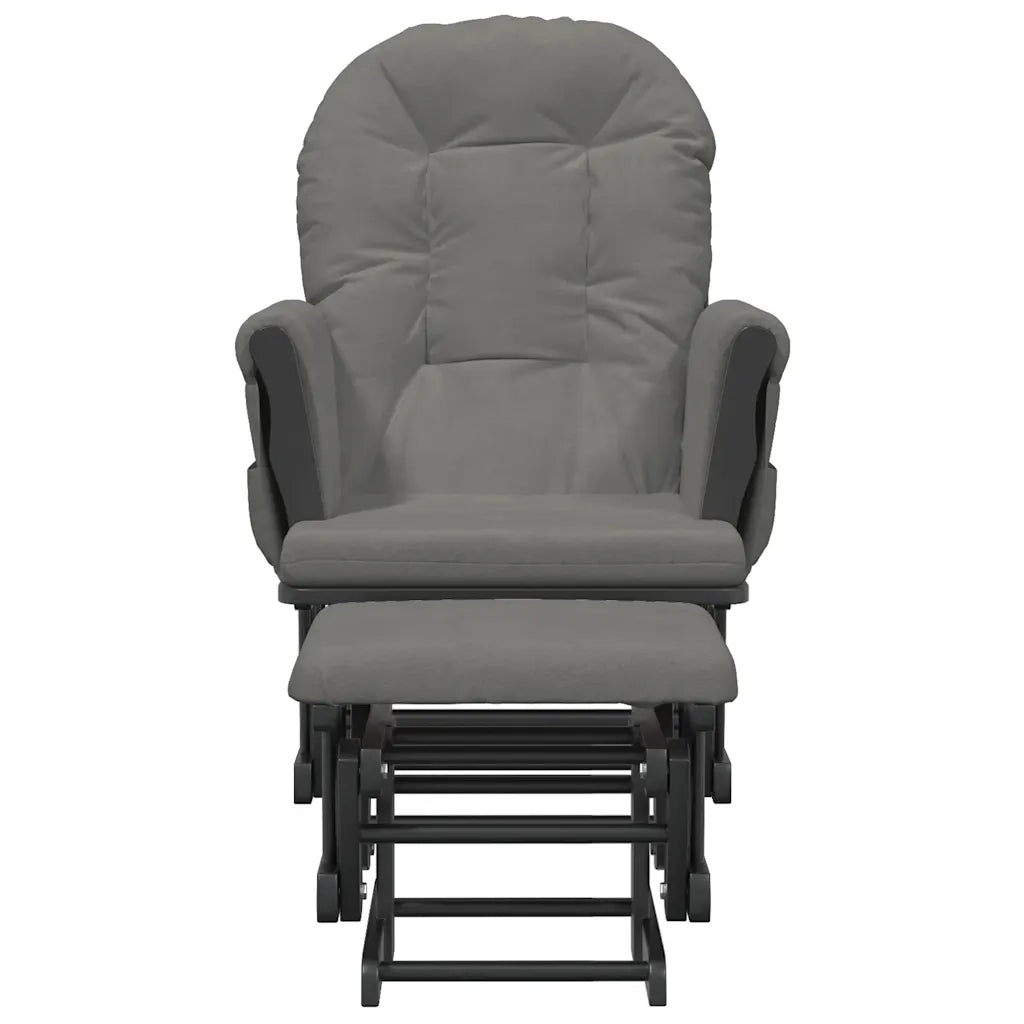 Poltrona | Sedia Relax Glider con Sgabello Grigio Scuro in Tessuto