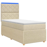 Letto Box Spring LED con Materasso Crema 100 x 200 cm Tessuto 3455802