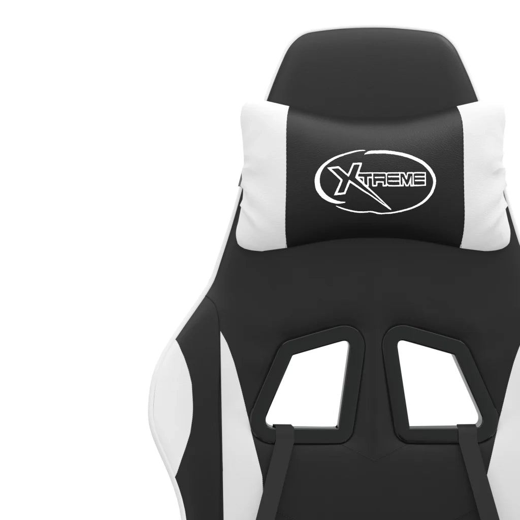 vidaXL Sedia da Gaming Girevole Poggiapiedi Nero e Bianco Similpelle
