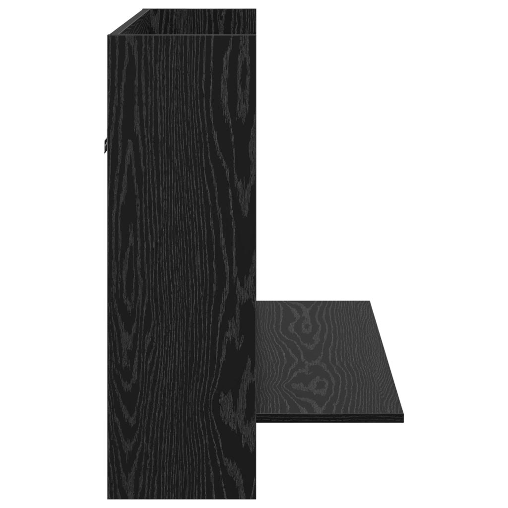 Scrivania a Parete Rovere Nero 105x48x75 cm Legno Ingegnerizzato