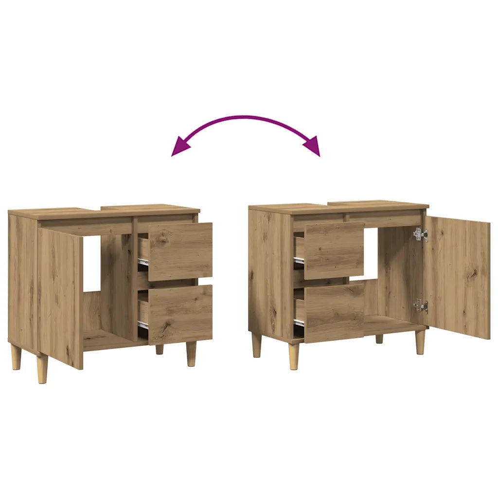 Mobile Sottolavabo Rovere Artigianale 65x33x60 cm in Truciolato 857121