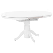 Tavolo da pranzo allungabile in legno con piedistallo bianco 106/150 x 106 cm stile vintage retrò