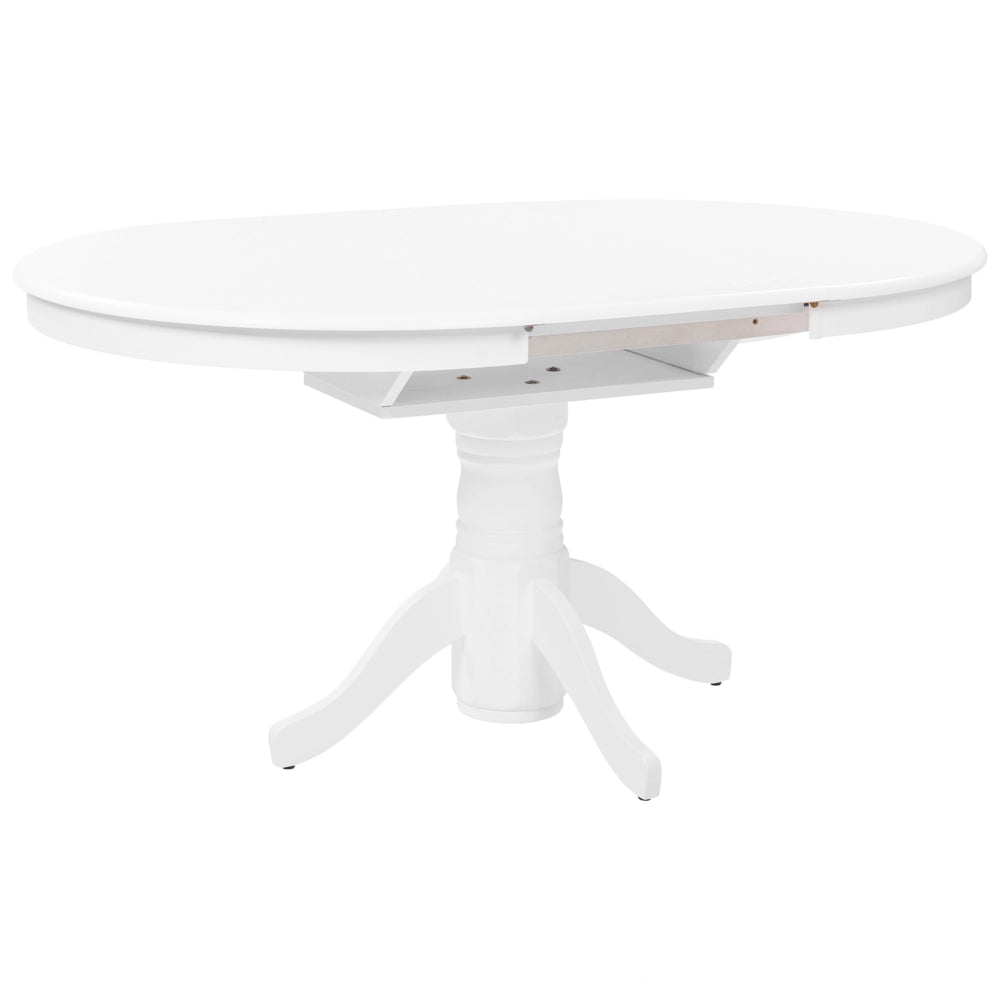 Tavolo da pranzo allungabile in legno con piedistallo bianco 106/150 x 106 cm stile vintage retrò