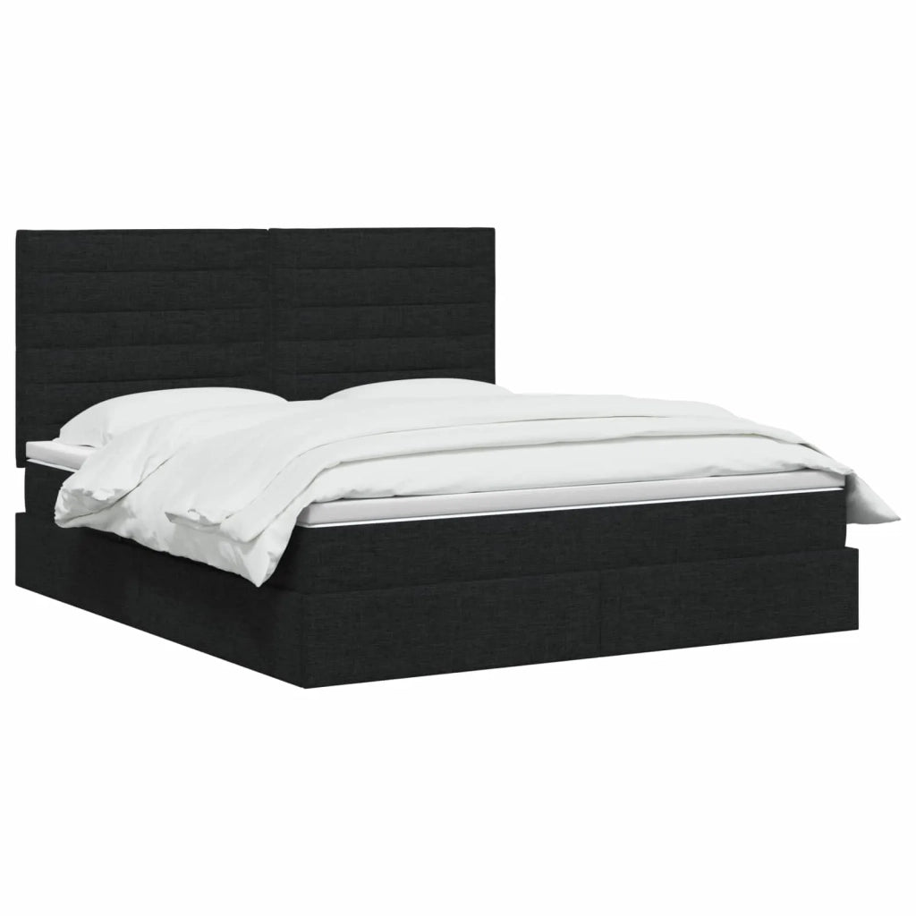 Letto con contenitore e materasso Nero 180 x 200 cm Tessuto 3459458