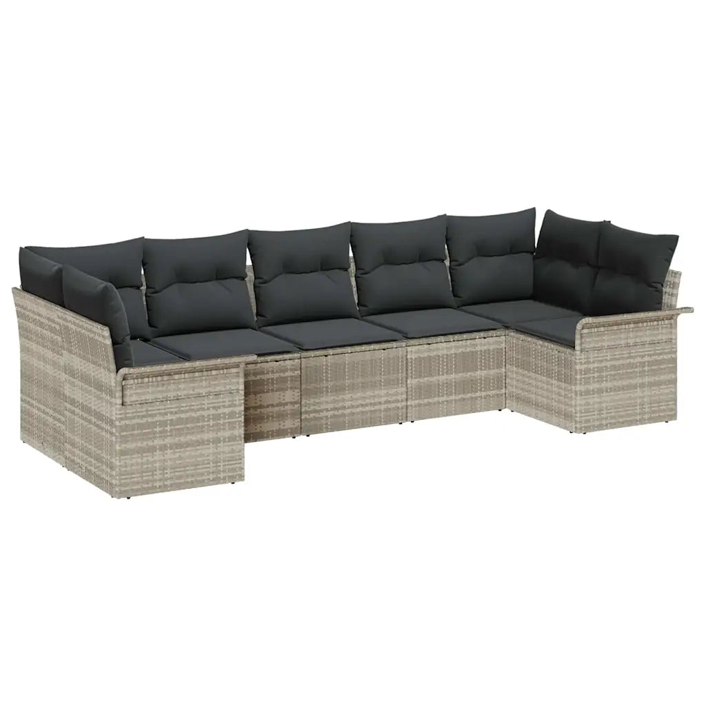 Set Divano da Giardino 7 pcs Grigio chiaro Poly Rattan 3354181