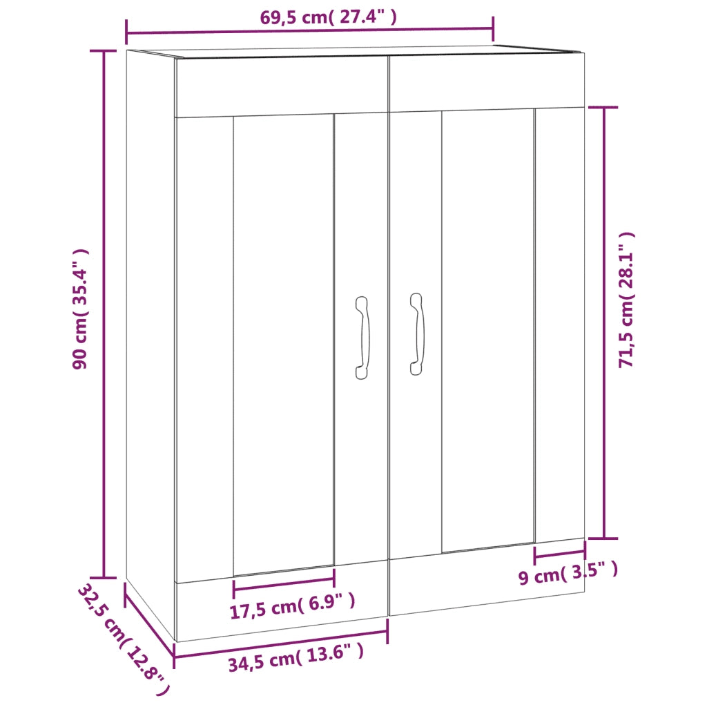Armadietto Pensile a Parete Rovere Sonoma 69,5x32,5x90 cm 812306