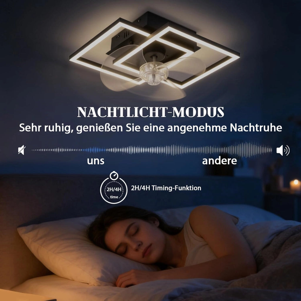 ZMH Ventilatore da Soffitto Silenzioso LED Nero con Illuminazione Moderna Intensità Regolabile per Camera da Letto