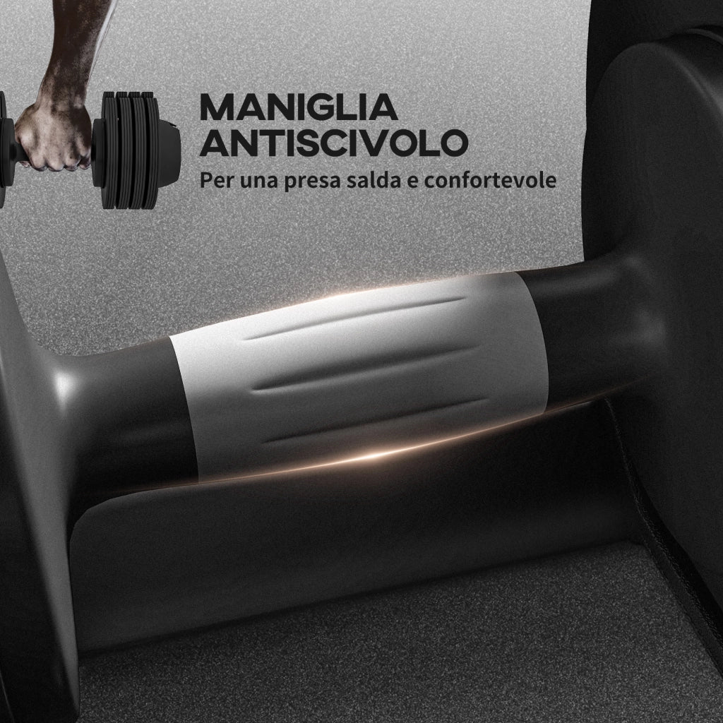 Set di manubri regolabili con porta manubri e impugnatura antiscivolo ¨C zephmum ¨C acciaio e ABS, 33x16x16 cm, nero