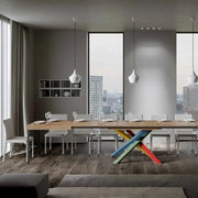 Tavolo allungabile 200/460x90 cm Volantis colore quercia natura gambe multicolore 4/B