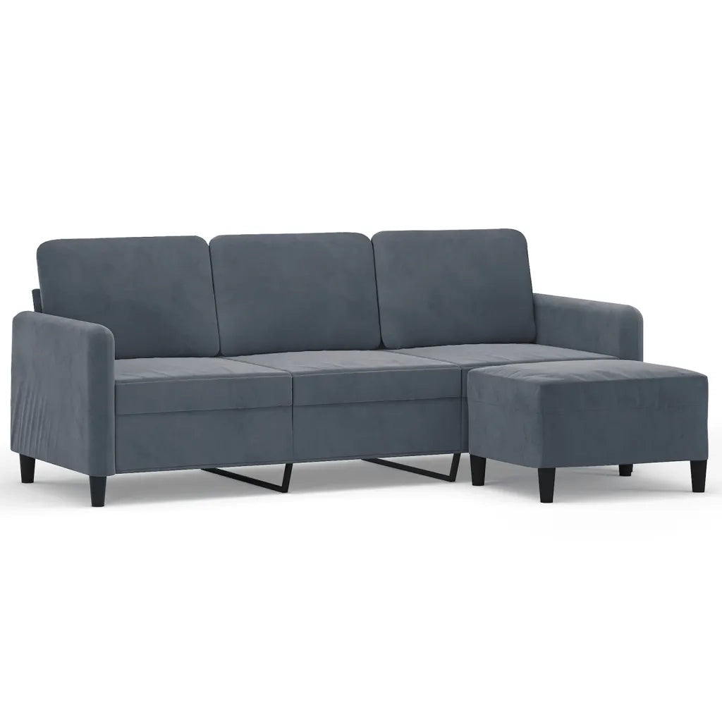 Divano a 3 Posti con Poggiapiedi-Sofa 3 Posti con Poggiapiedi Grigio Scuro 180 cm in Velluto 905326