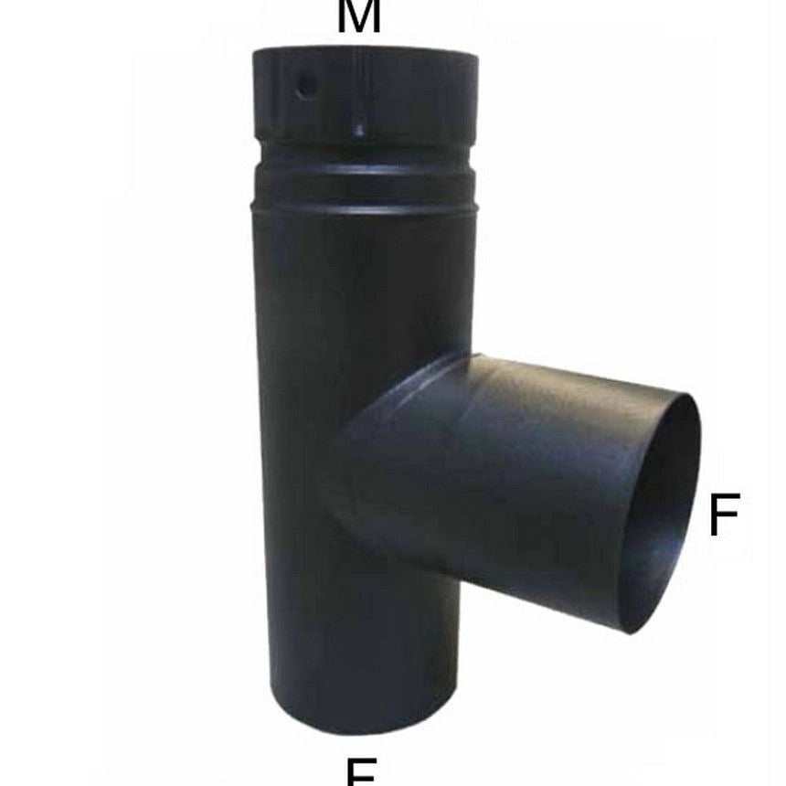 ALA Gomito T Smaltato Diametro 12 cm Acciaio per Stufe e Camini Incastro GASTOP colore Nero Opaco