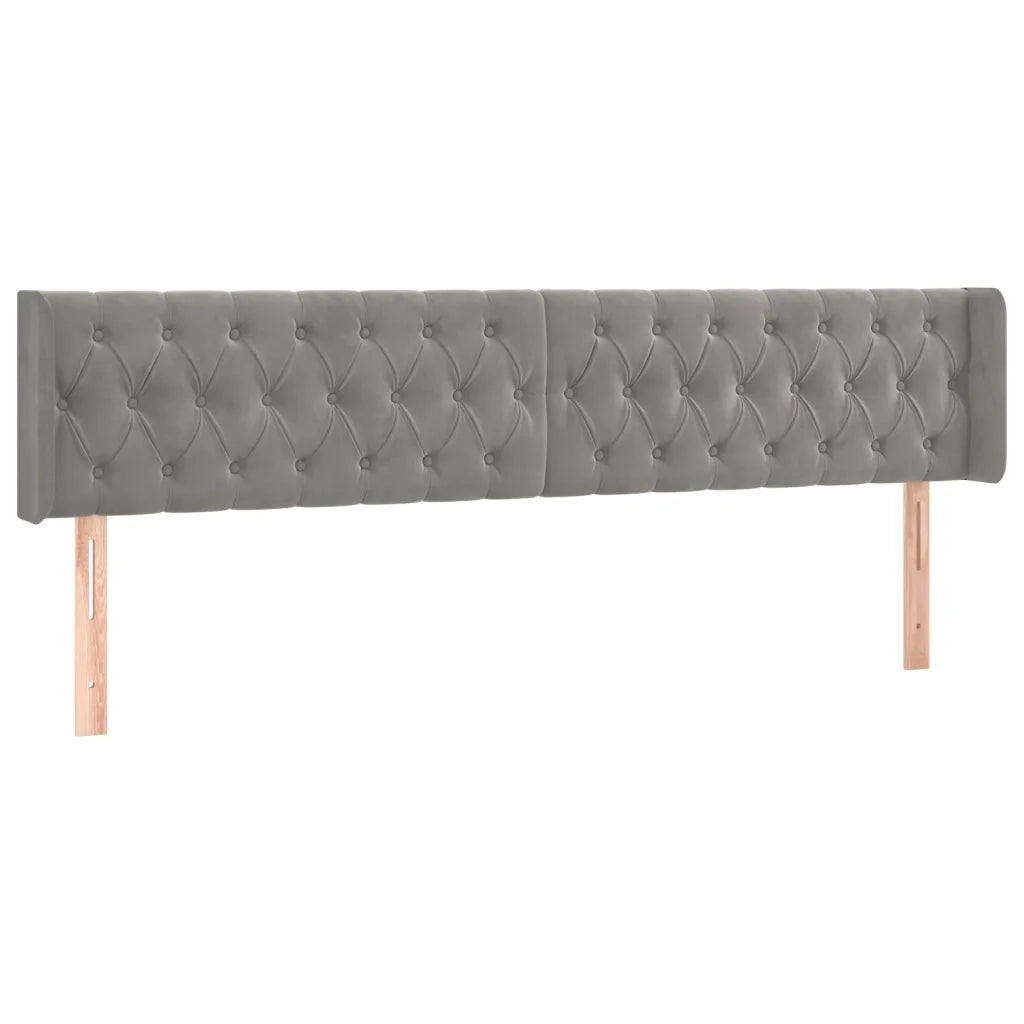 Testiera | Testata ad Orecchio Grigio Chiaro 203x16x78/88 cm in Velluto