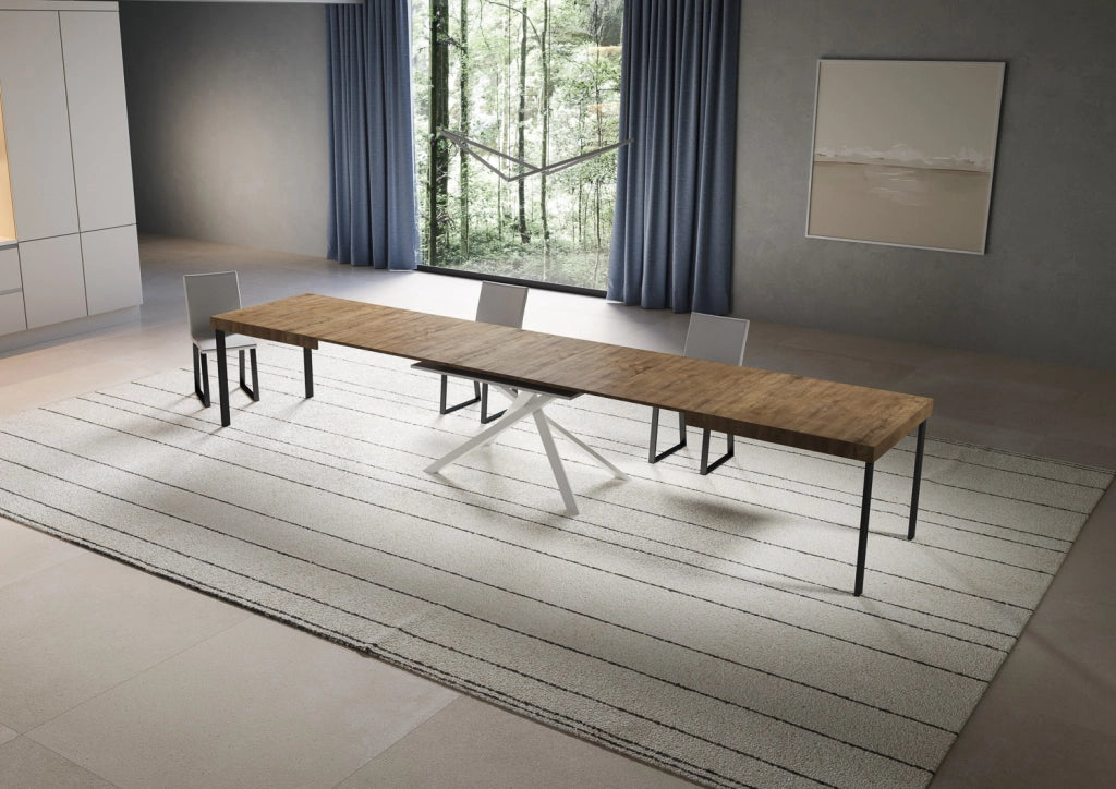 Tavolo Allungabile 200-460x90x77 cm Niket Noce Gambe Bianche