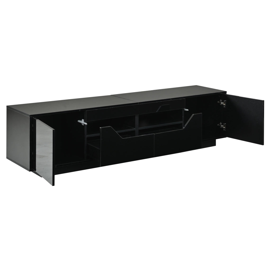Mobile TV da terra 180x40x45 cm con 2 cassetti, 2 ante e LED, nero