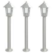 Lampada da terra per esterni 3 pezzi argento 80 cm acciaio inox argento 02_0042561