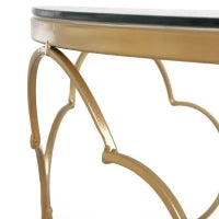 Set di 2 Tavolini da Salotto Impilabili Art Deco in Metallo con Piano in Vetro, Oro