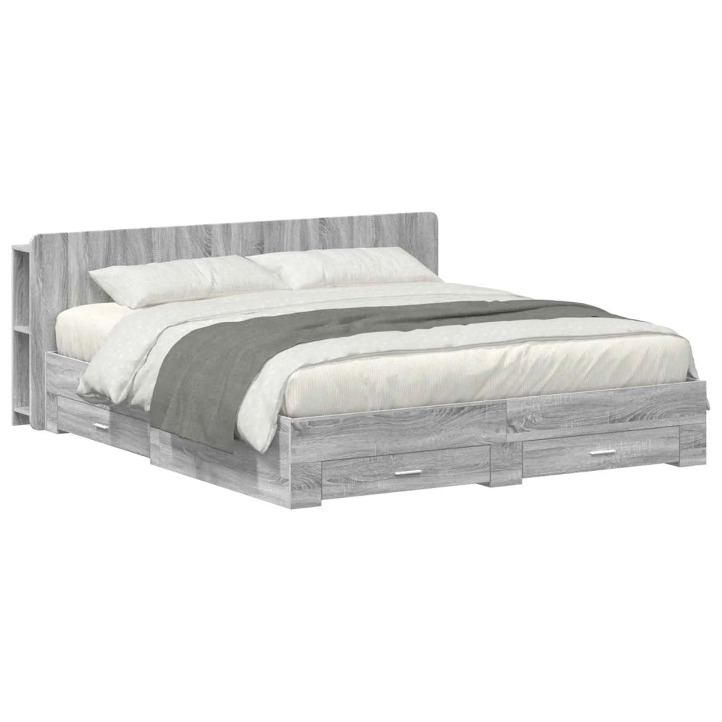 Telaio del letto con storage Sonoma grigio 200 x 200 cm 3433797