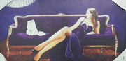Quadro da Parete Dipinto Medio Donna su Divano con Strass 50 x 100 cm