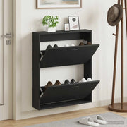 Mobiletto per Scarpe da Muro HAARLEM 71 x 17 x 86 cm Nero 896856