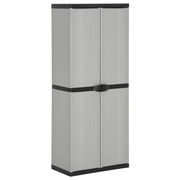Armadietto da giardino con serratura e 3 ripiani 68 x 40 x 168 cm PVC grigio 02_0047063