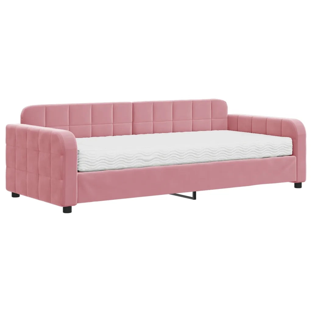 Divano Letto con Materasso Rosa 90x200 cm in Velluto 3196908