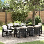 Set da Pranzo per Giardino 9 pcs Nero polyrattan 3380620