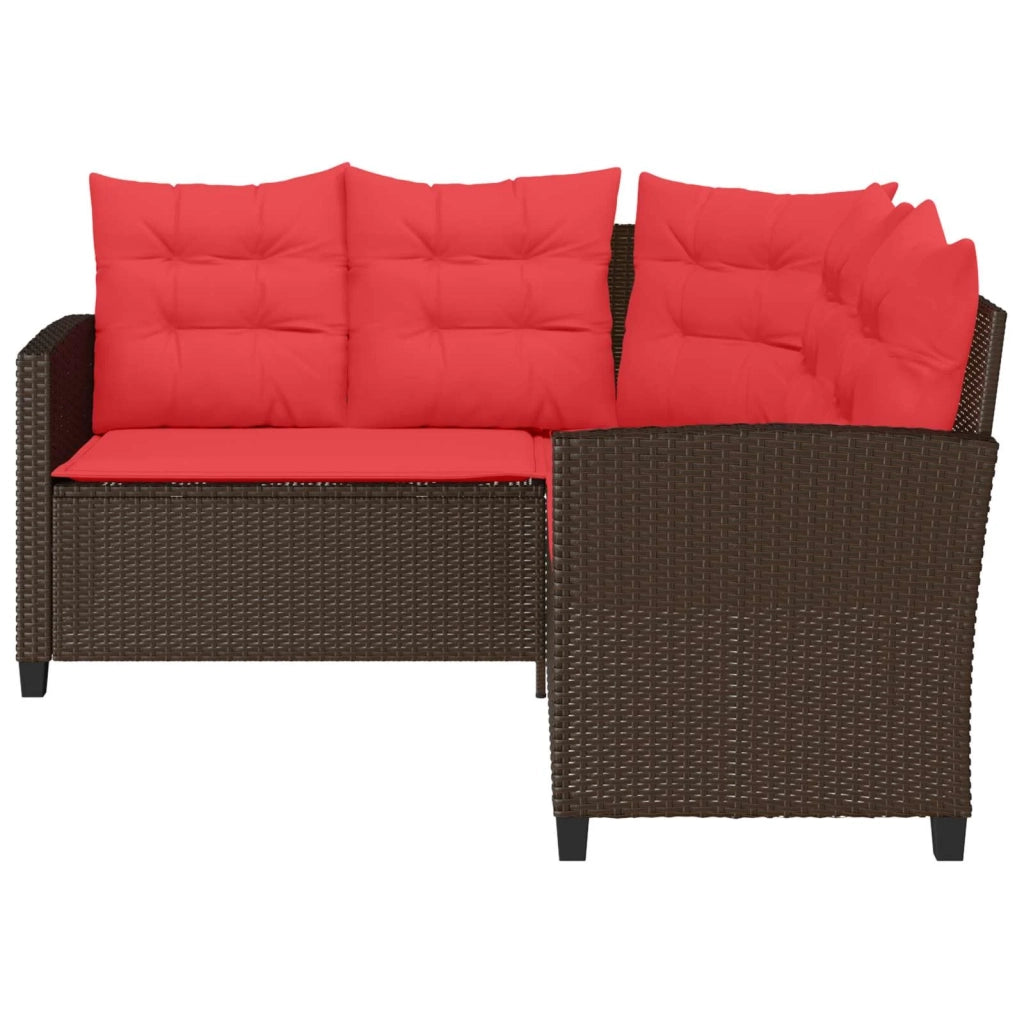 Set di divani da esterno 2 pcs Marrone e Rosso polyrattan
