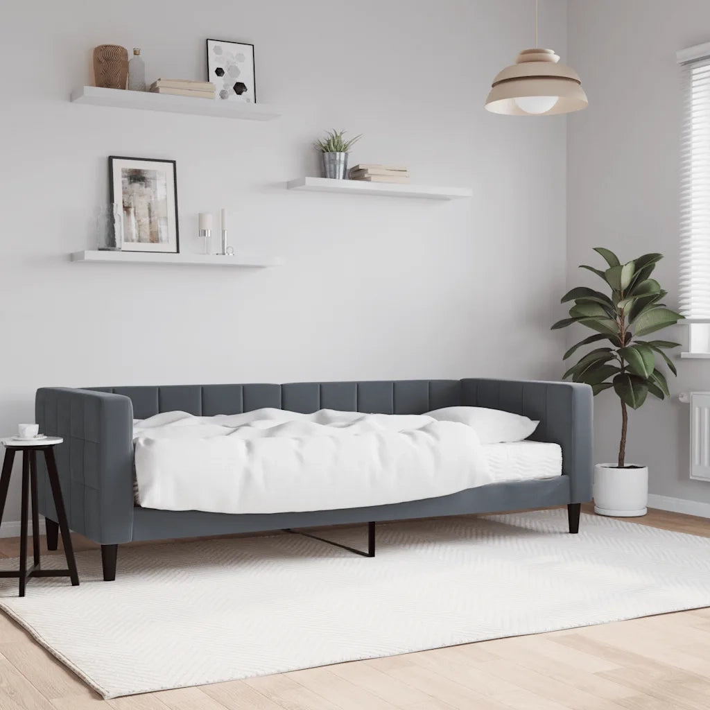 Divano letto | Sof¨¤ letto | Letto singolo con Materasso Grigio Scuro 80x200 cm in Velluto