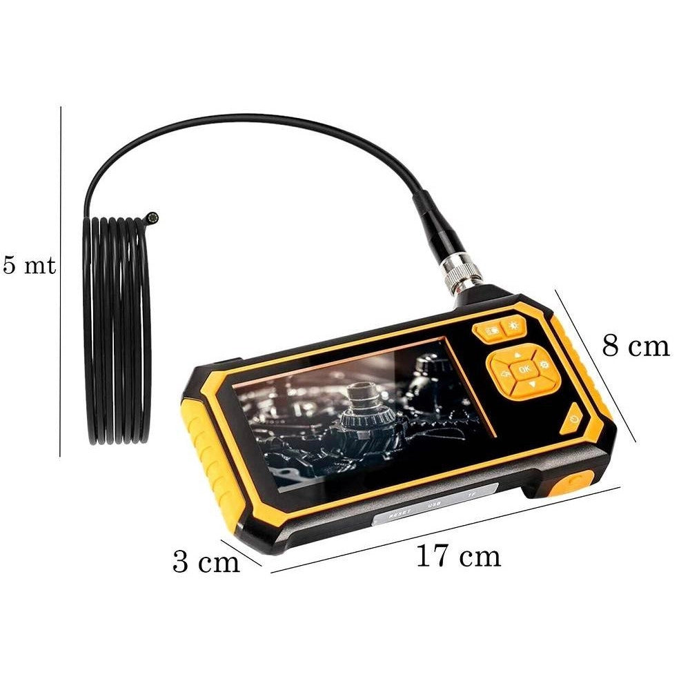 Trade Shop - Telecamera Endoscopica 5 Mt Monitor Sonda 4.3 Pollici Videocamera Impermeabile -