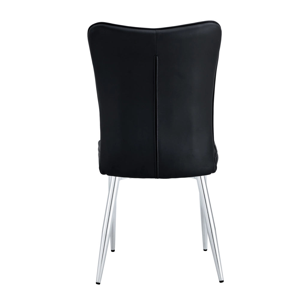 Set di 2 sedie da pranzo moderne 89 cm; in PU nero con gambe in metallo argento