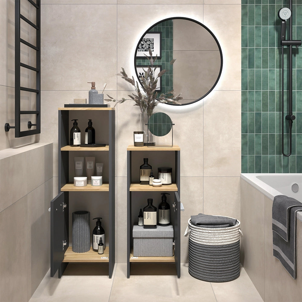 Vicco Set di mobili da bagno Antracite/quercia dorata 2 parti