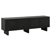 Mobile TV con 4 ante; per soggiorno; in pannello truciolare; 180×40×55 cm; nero