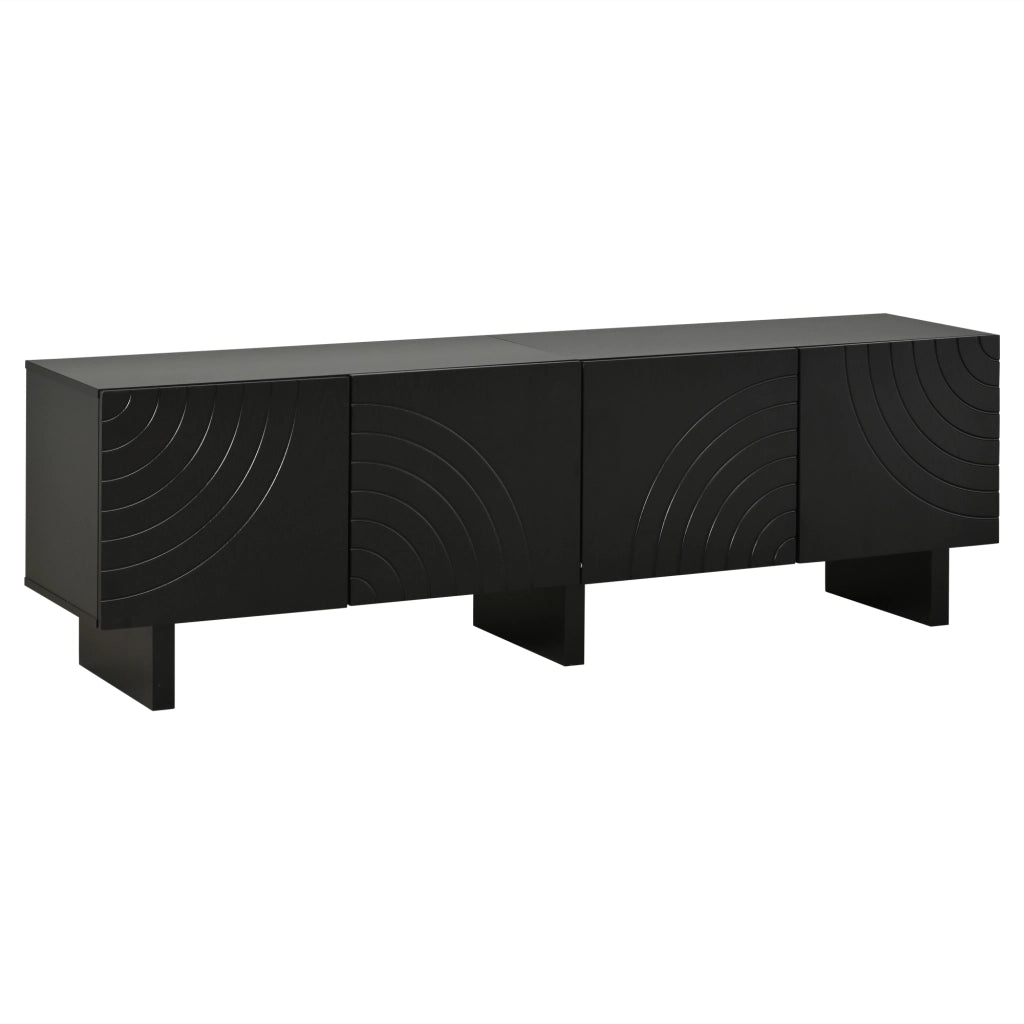 Mobile TV con 4 ante; per soggiorno; in pannello truciolare; 180×40×55 cm; nero