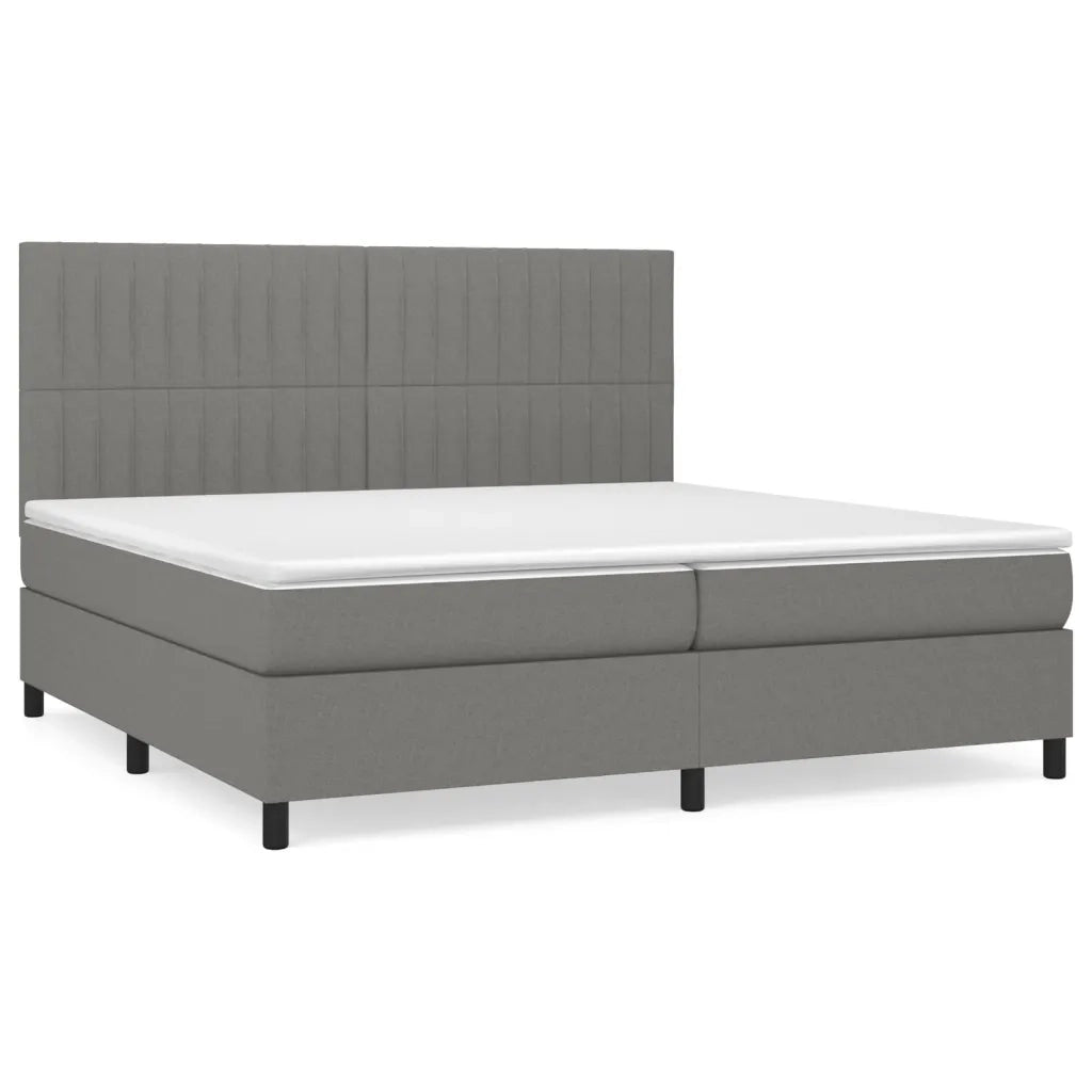 Giroletto a Molle con Materasso Grigio Scuro 200x200 cm Tessuto 3131618