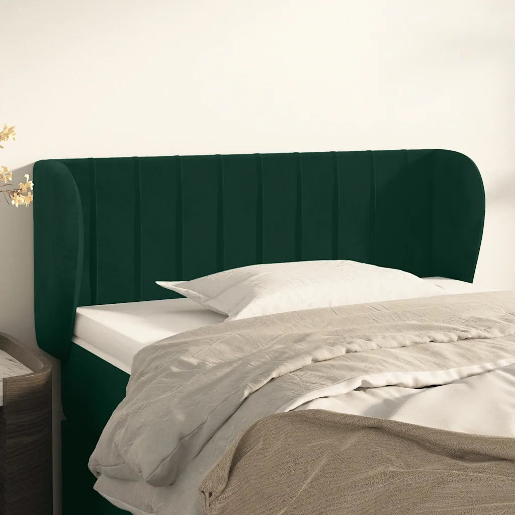 Testiera ad Orecchio-Testata con Orecchie Verde Scuro 93x23x78/88 cm in Velluto 360323
