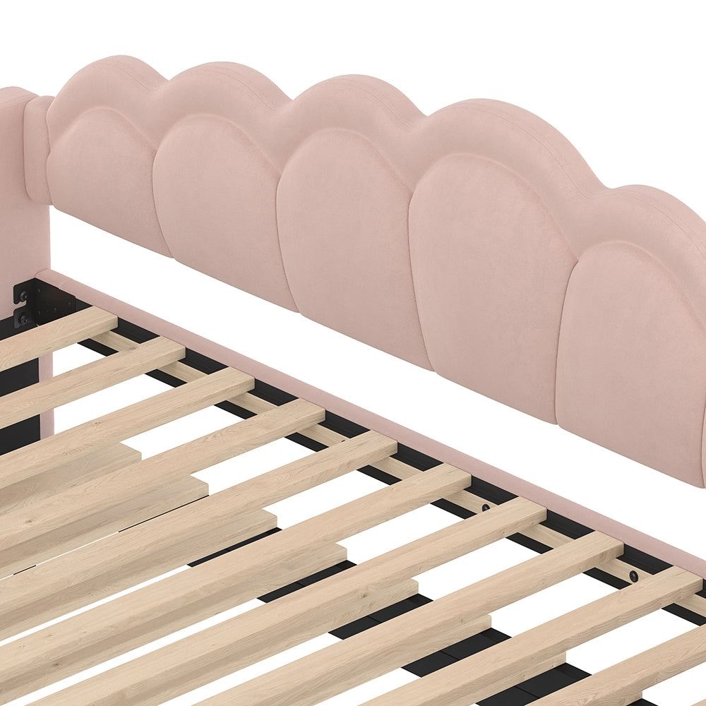 Letto giorno estraibile 90/180x200cm - Xylo - rosa, LED RGB, velluto