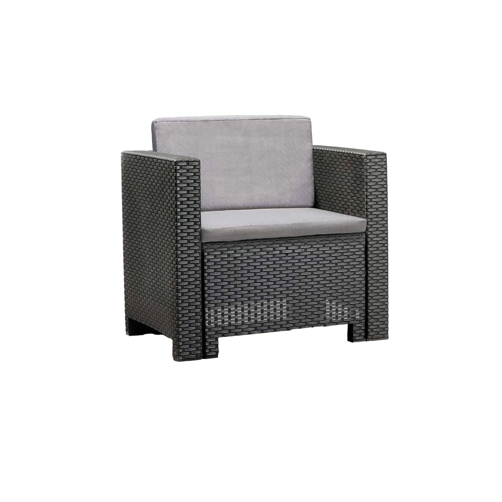 Set salotto da esterno Camini, Salottino outdoor, Set da balcone o giardino, Composizione soggiorno per esterni, Made in Italy, Antracite