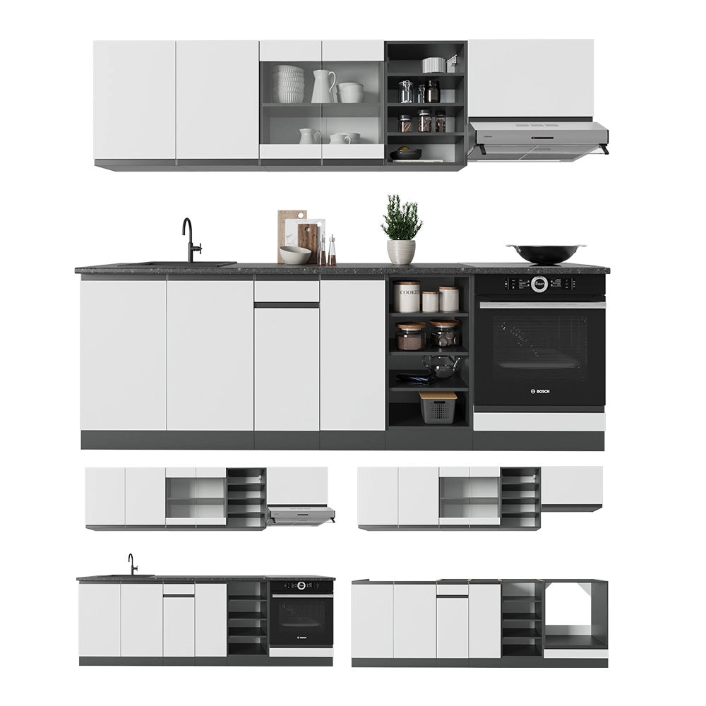 Vicco Cucina componibile Bianco/antracite 240 cm , PL Marmo