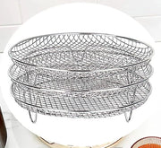 Accessori per forno aeree a forma rotonda, griglia barbecue, accessori per forni a vapore a tre livelli sovrapposti, set di asciugatura in acciaio inossidabile 304.