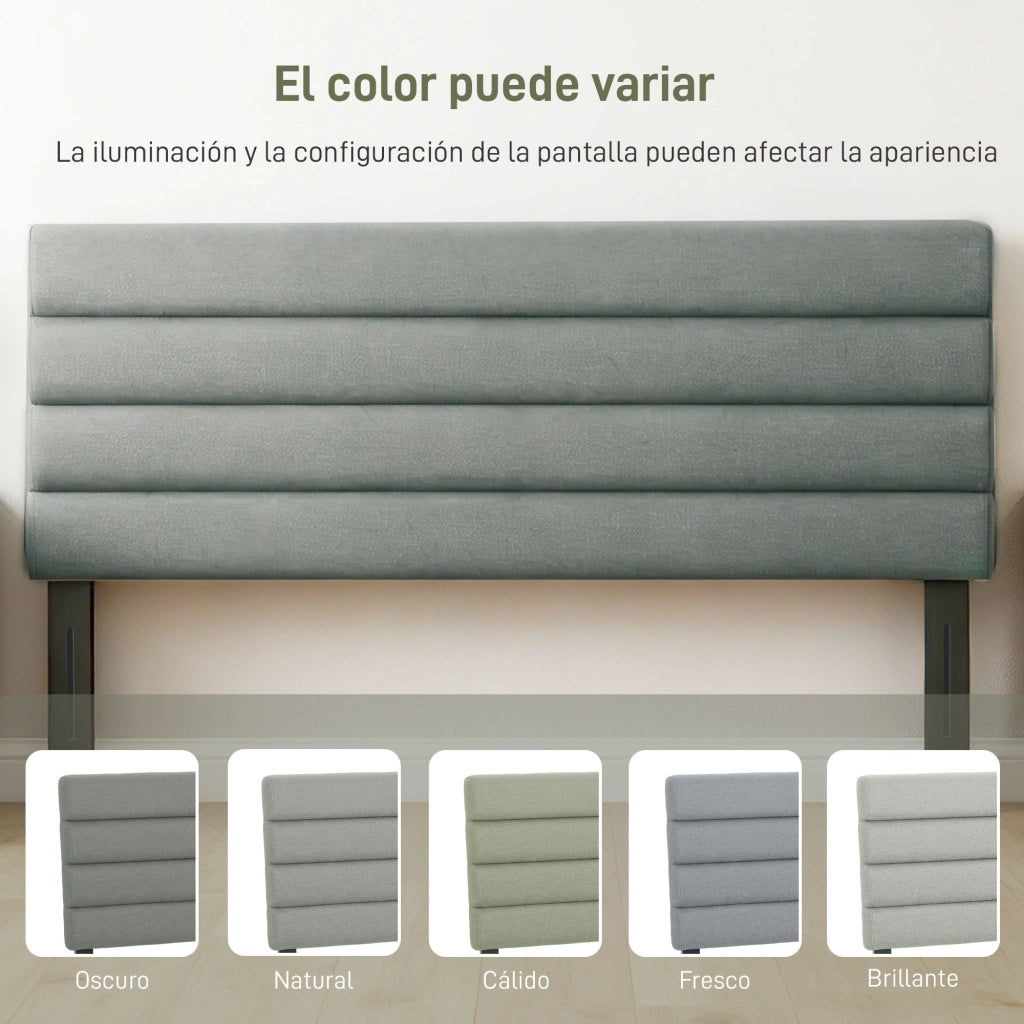 Testiera Imbottita Grigia 140 cm ¨C Zephmum ¨C 140x106/116/126 cm