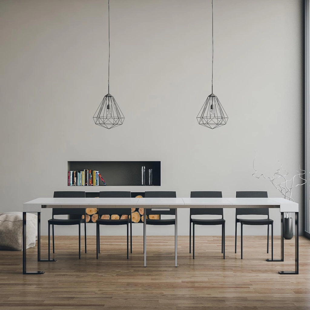 Consolle allungabile 90x40/300 cm Tekno Bianco Frassino telaio Antracite