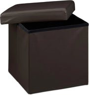 Pouf/sgabello pieghevole contenitore stabile materiale sintetico 38 cm marrone 13_0002806_5
