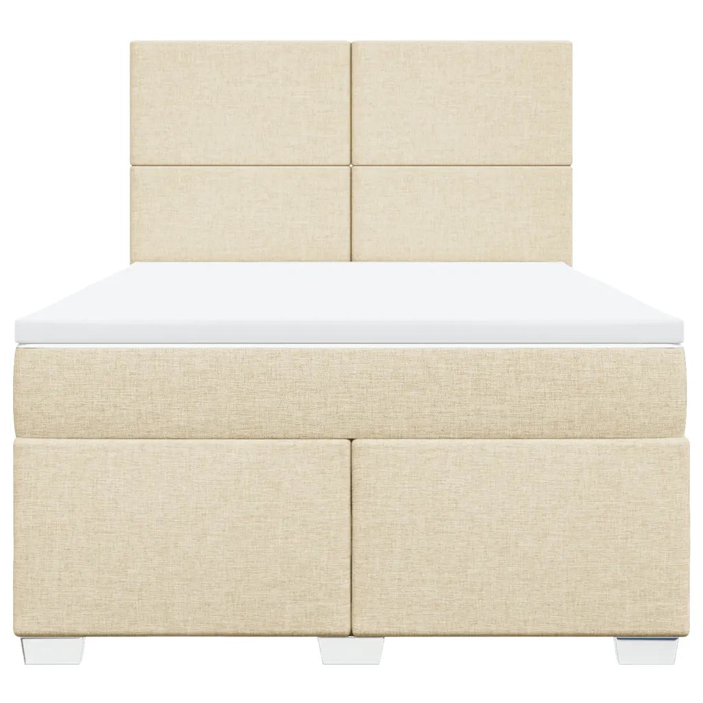 vidaXL Giroletto a Molle con Materasso Crema 140x200 cm in Tessuto