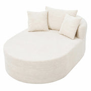Poltrona relax ovale in tessuto a coste - seduta profonda e forma compatta - beige chiaro