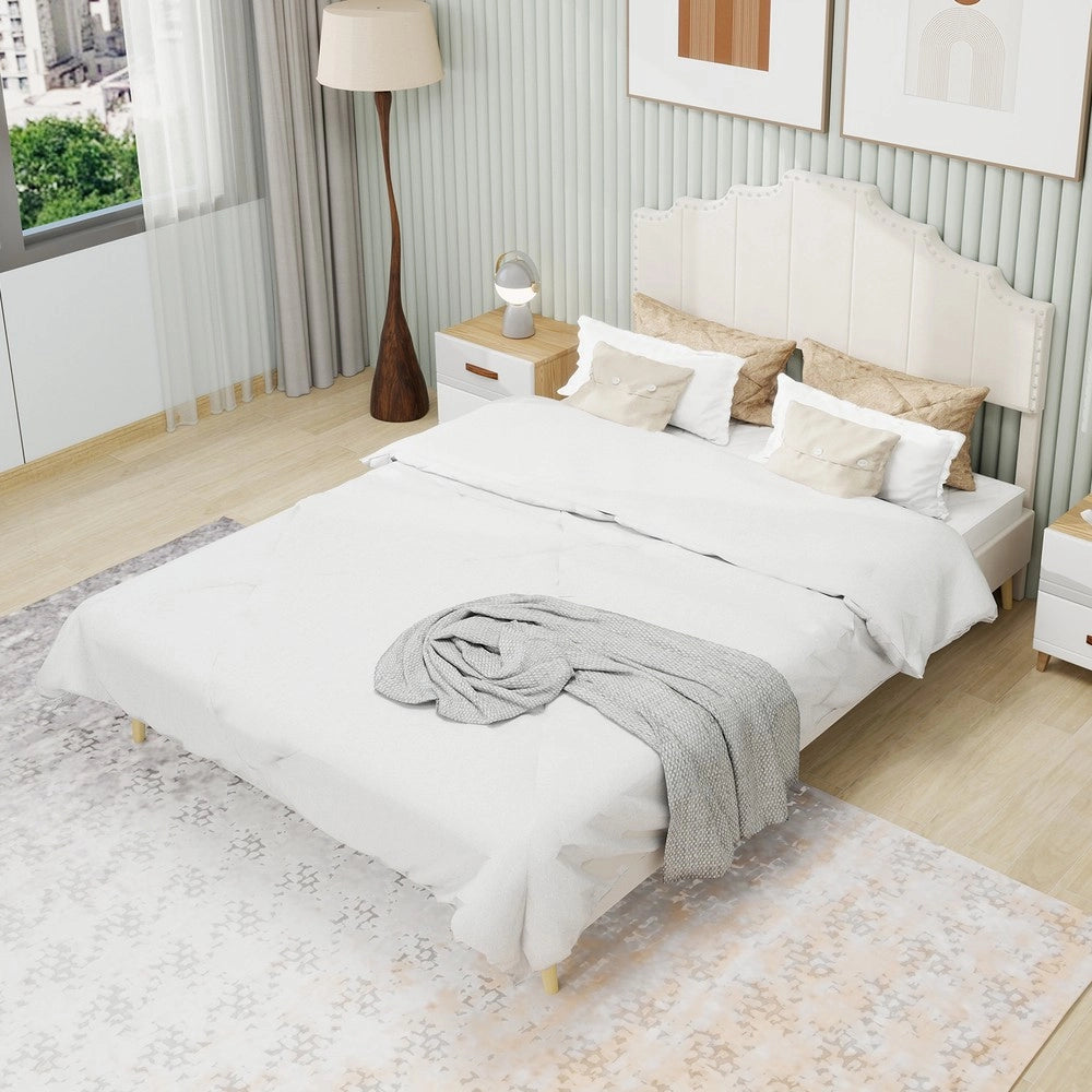 Letto Contenitore Imbottito 160x200 ¨C Xylo ¨C Beige, Testiera Morbida